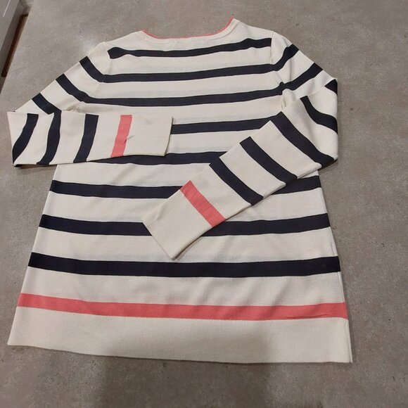 LOFT Petites Cream Black Pink Striped Long Sleeves Knit Top - Size Medium (MP) - Picture 3 of 11